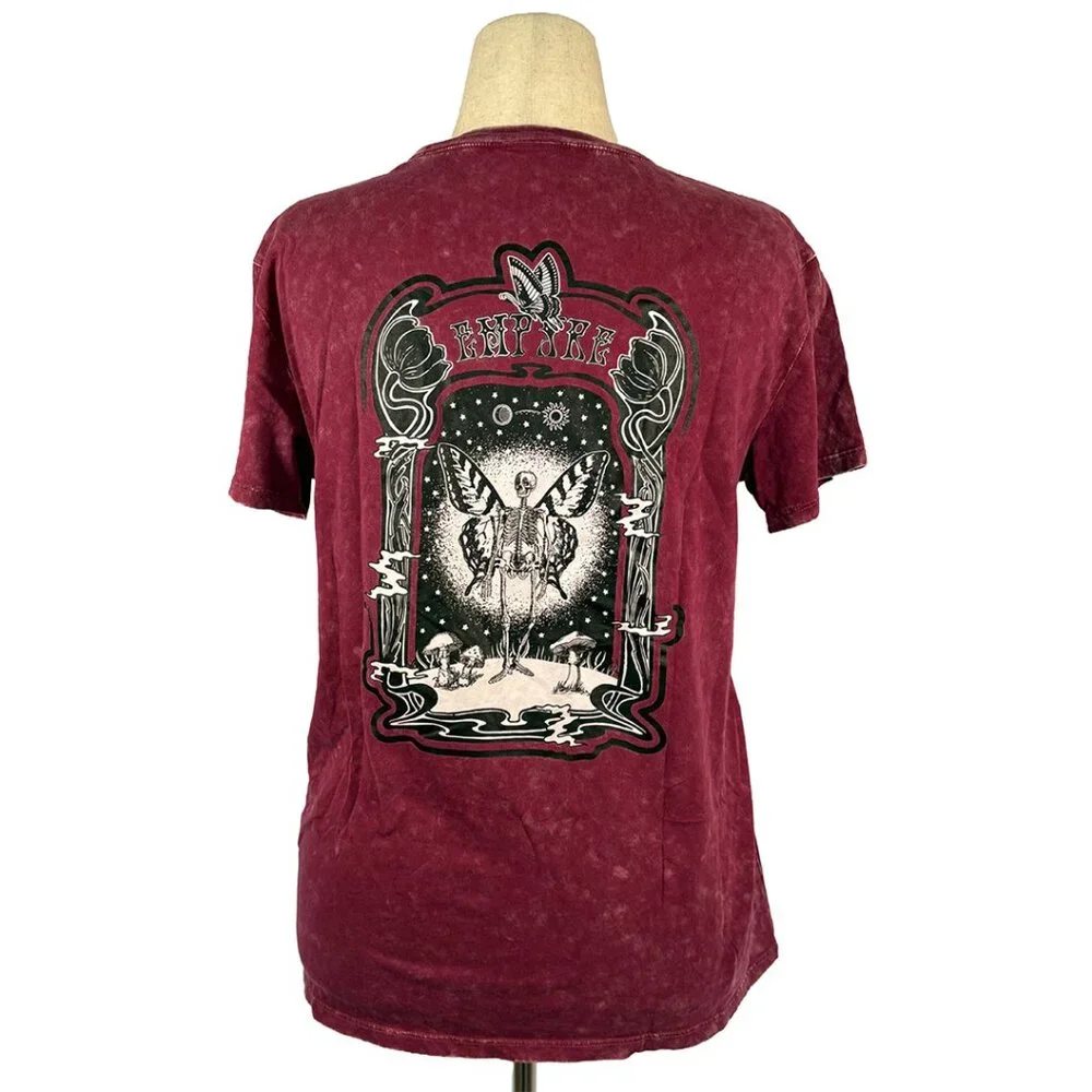 Empyre Zumiez T Shirt | Red Acid Wash Short Sleeve Tee Shirt